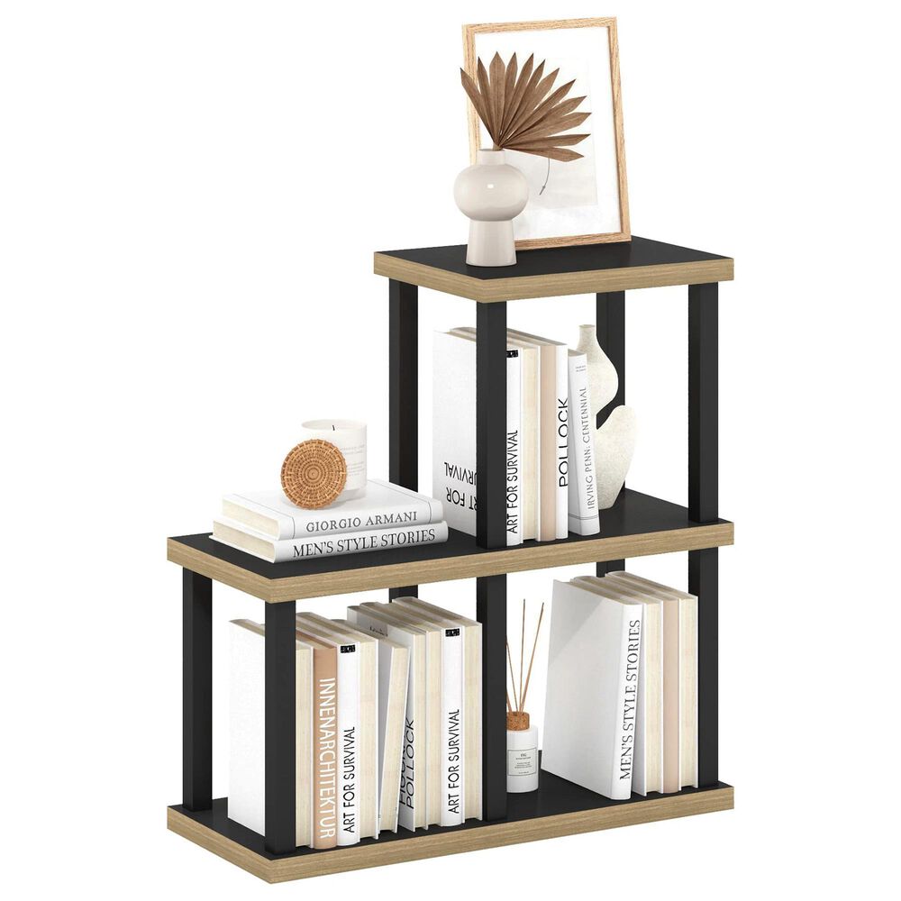 HOMLUX 3-Cube Display Bookshelf in Americano and Black, , large