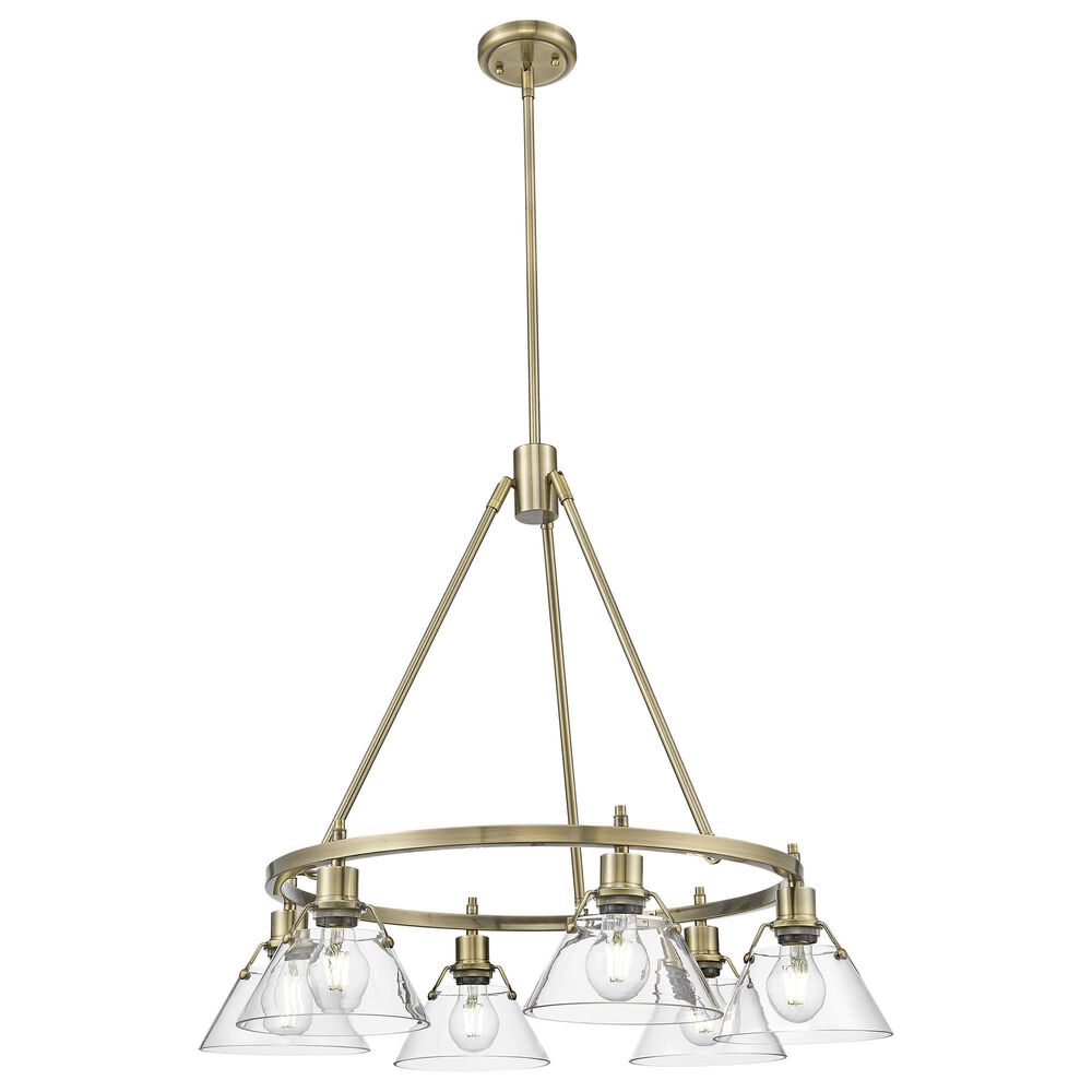 Golden Lighting Orwell 6-Light Chandelier with Clear Glass Shade in Aged Brass, , large