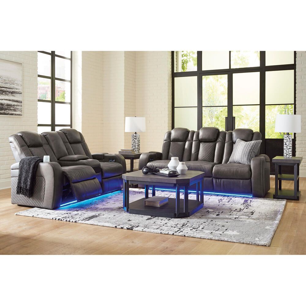Ashley Fyne-Dyme Power Reclining Sofa in Shadow, , large