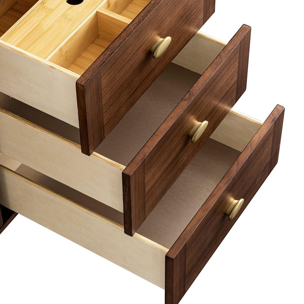 James Martin Vanities Amberly 60" Single Bathroom Vanity in Mid-Century Walnut with 3 cm Eternal Jasmine Pearl Silestone Top, Rectangular Sink and FreePower Wireless Charger, , large