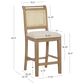 Linon Home Decor Emmy 26" Counter Stool with Natural Claudette Cane and Beige Cushion in Grey Wash, , large