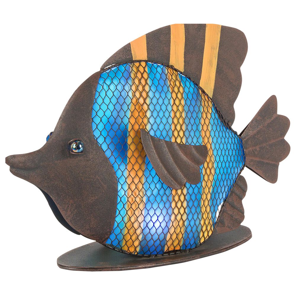 The Gerson Company 11&quot; Solar Meadow Fish in Brown, Blue and Green, , large