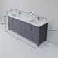 Lexora Home Jacques 72" Double Bathroom Vanity in Dark Grey with 2 cm White Quartz Top and Rectangular Sinks, , large