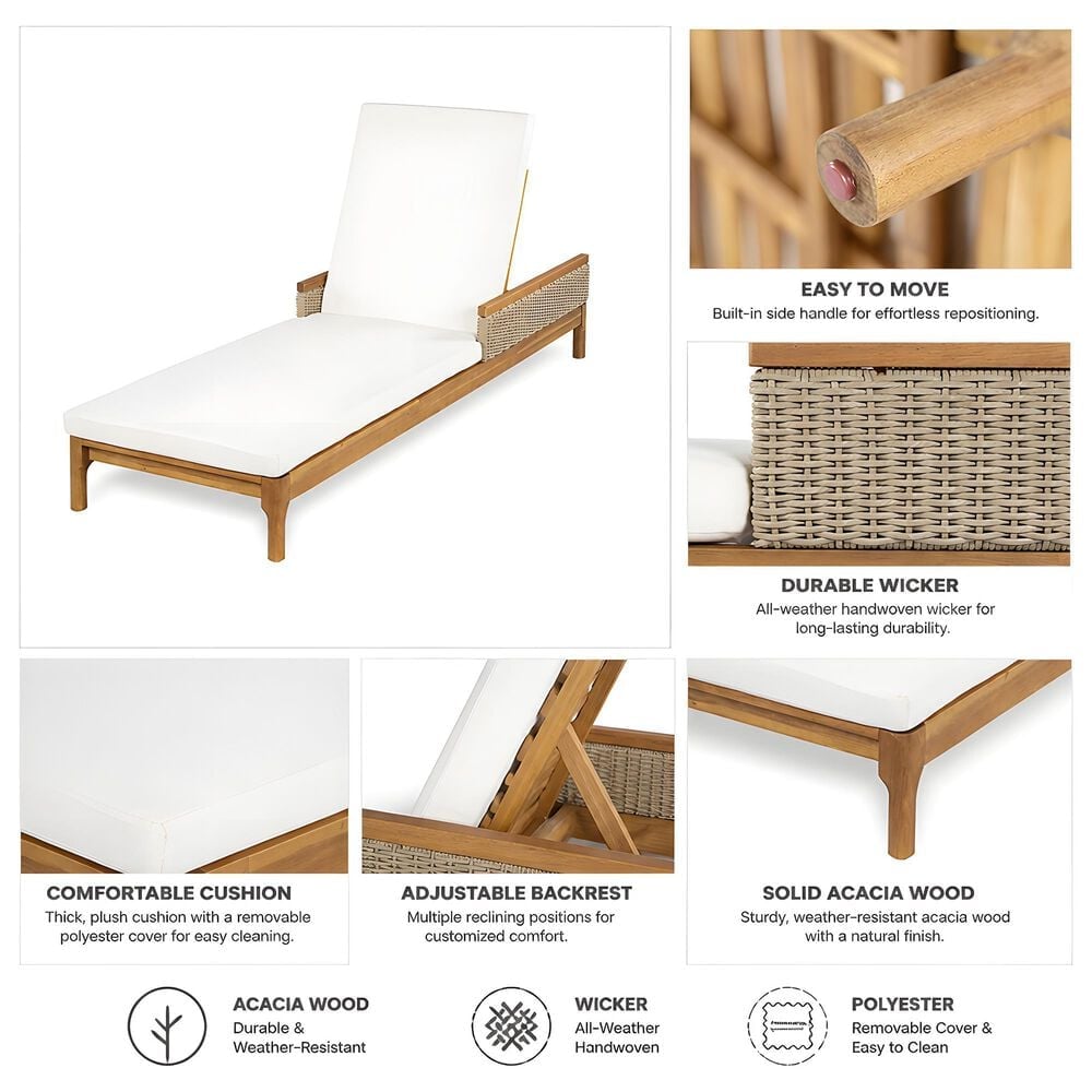 Hearth and Haven Outdoor Chaise Lounge in Beige (Set of 2), , large