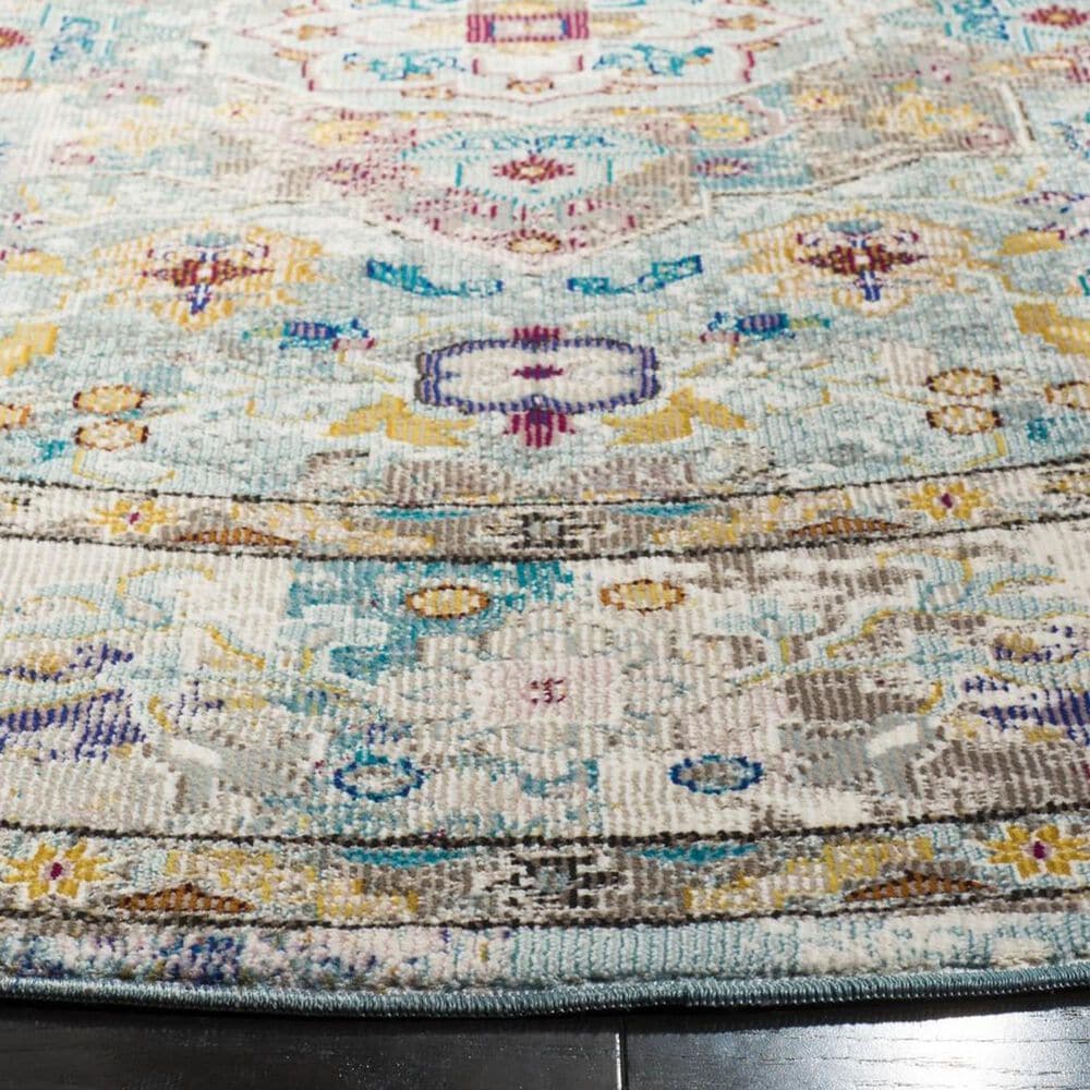 Safavieh Aria 6&#39;6&quot; Round Beige and Blue Area Rug, , large