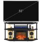 HOMLUX 47" Corner TV Stand with Electric Fireplace in Americano and Black, , large