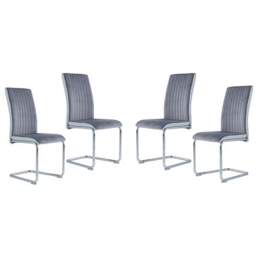 Global Furniture USA Dining Chair Velvet And Grey Fabric (4), , large