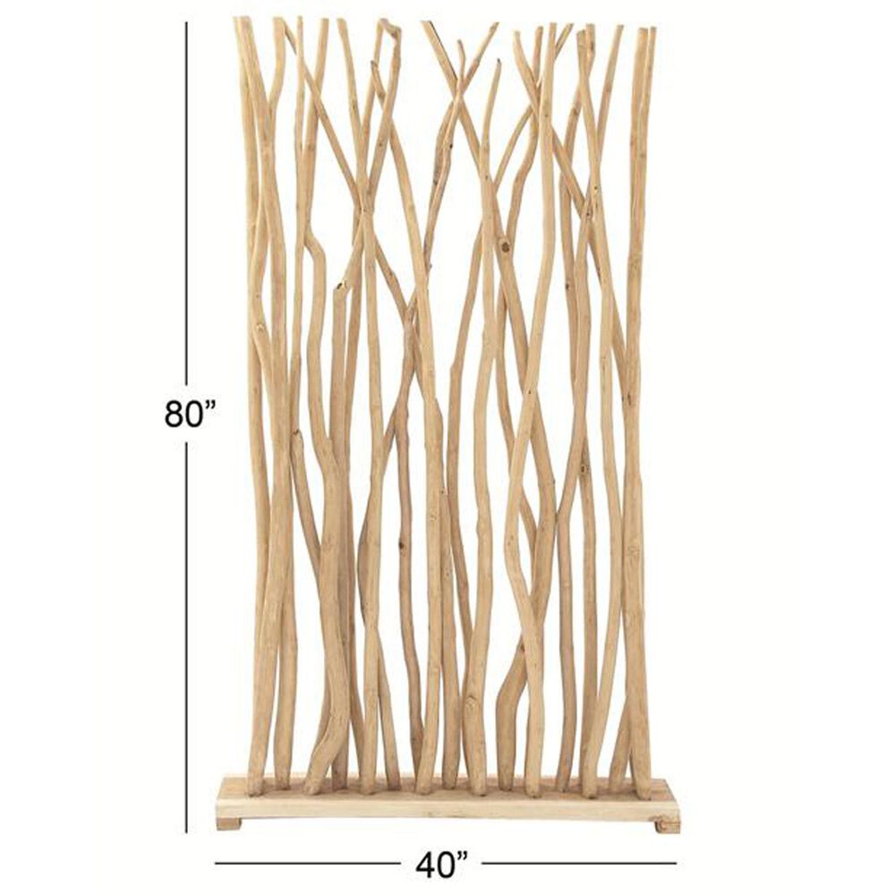 Maple and Jade Teak Wood Single Panel Room Divider Screen with Raw Branches, , large