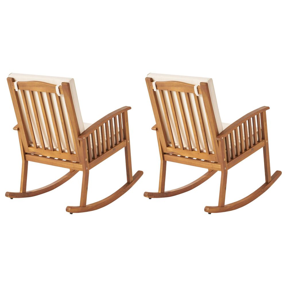 Noble House Delilah Patio Rocking Chair with Cream Cushion in Brown Patina &#40;Set of 2&#41;, , large