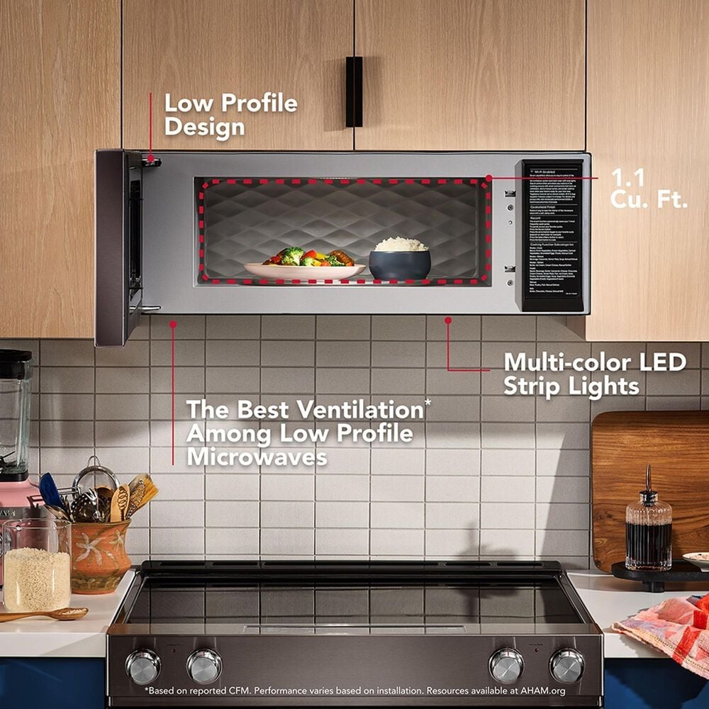 KitchenAid 1.1 Cu. Ft. Smart Low Profile Microwave Hood Combination with Dual Fan Ventilation in Black Stainless Finish, , large