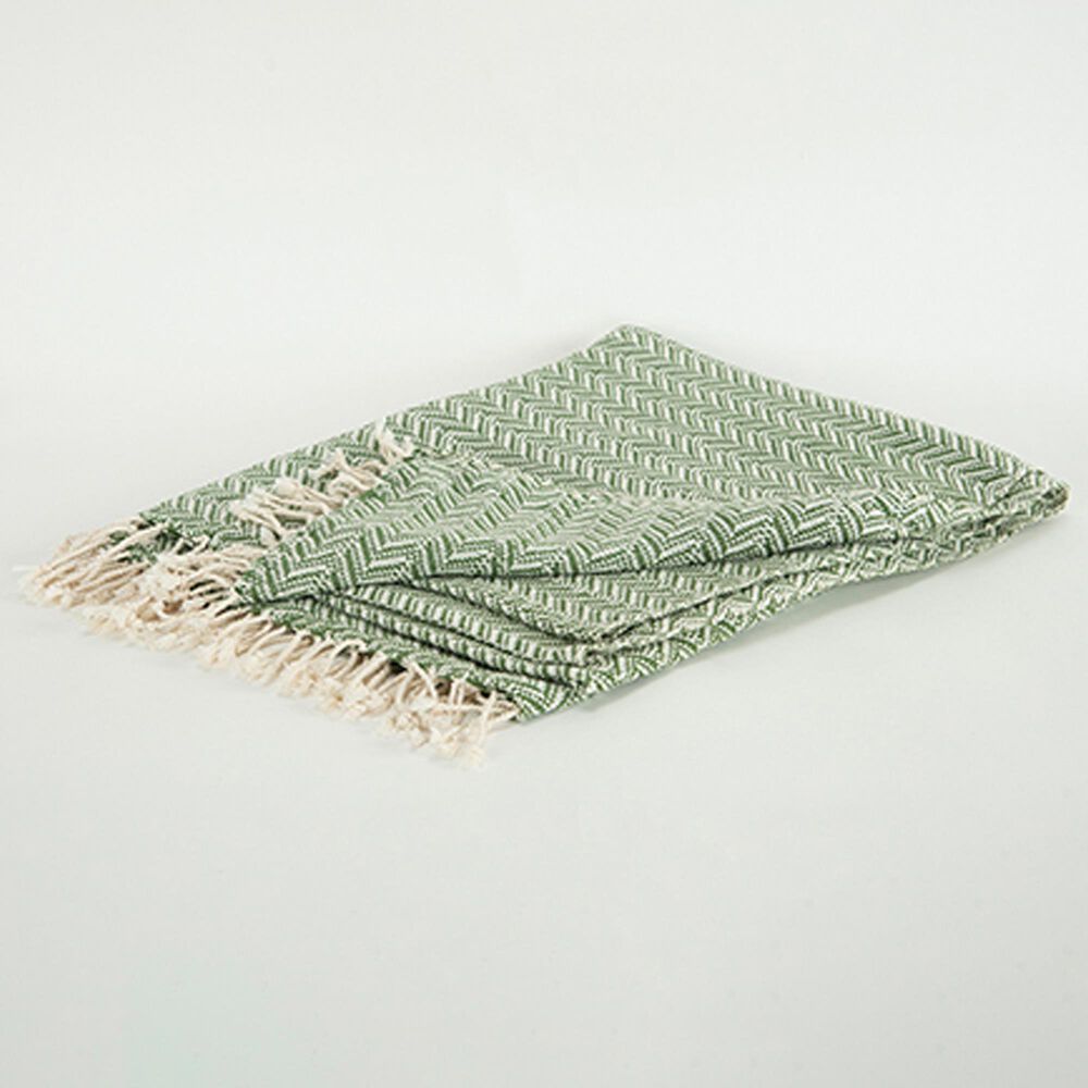 Rizzy Home 50" x 60" Throw in Green and Natural, , large