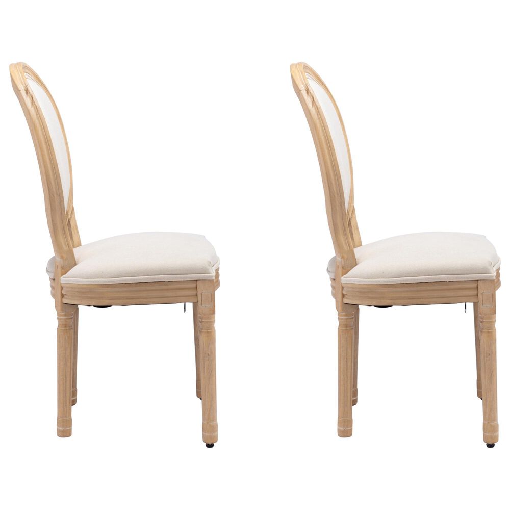 Hearth and Haven Upholstered Side Chair in Beige (Set of 2), , large