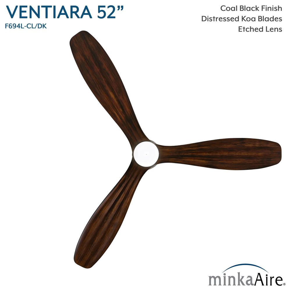 Minka-Aire Ventiara 52" LED Flush Mount Indoor/Outdoor Ceiling Fan in Coal, , large