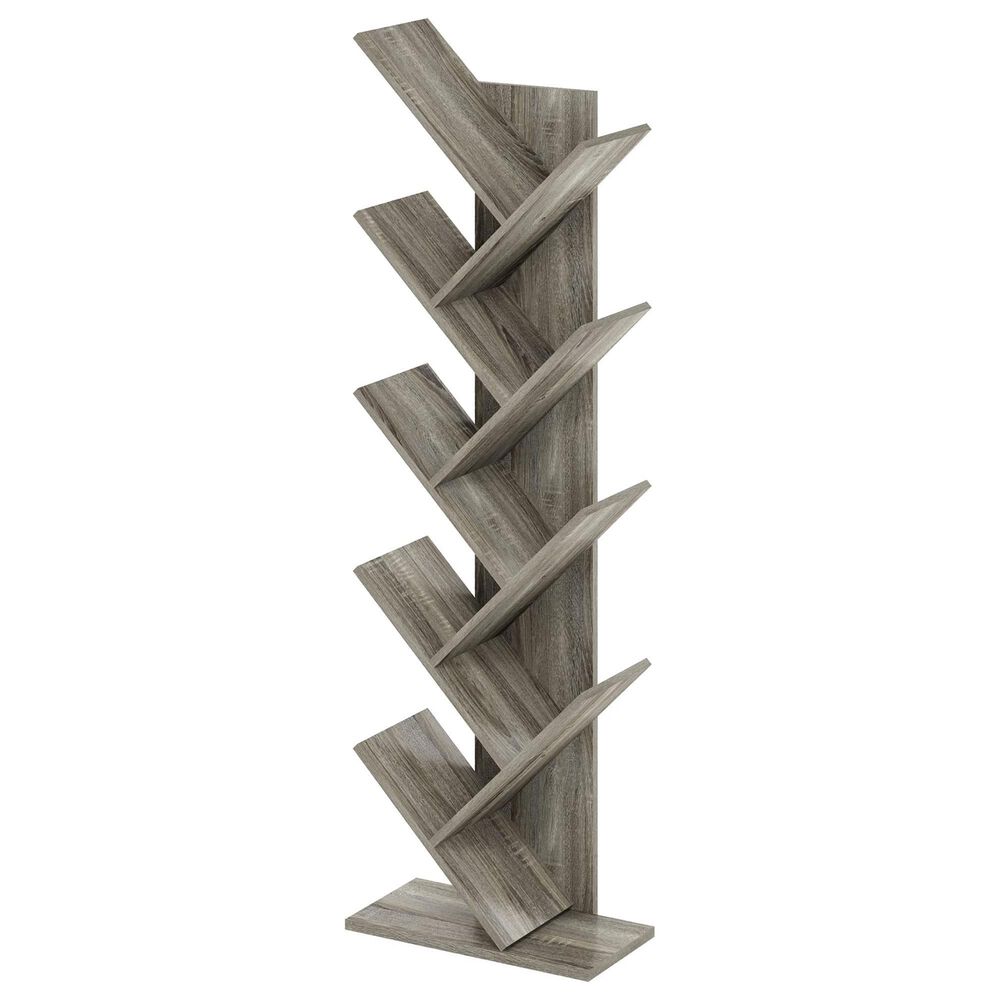 HOMLUX 9-Tier Shelf Tree Bookcase in French Oak, , large