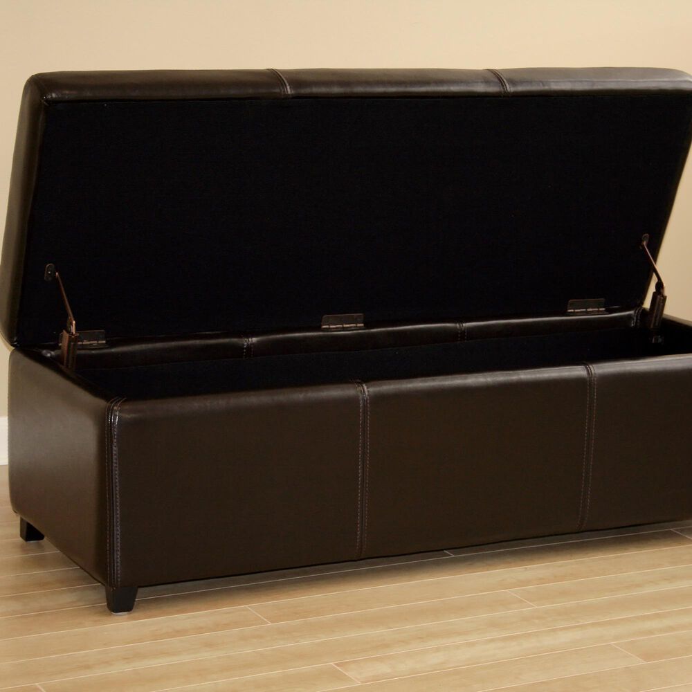 Baxton Studio Bench Storage Ottoman in Dark Brown, , large