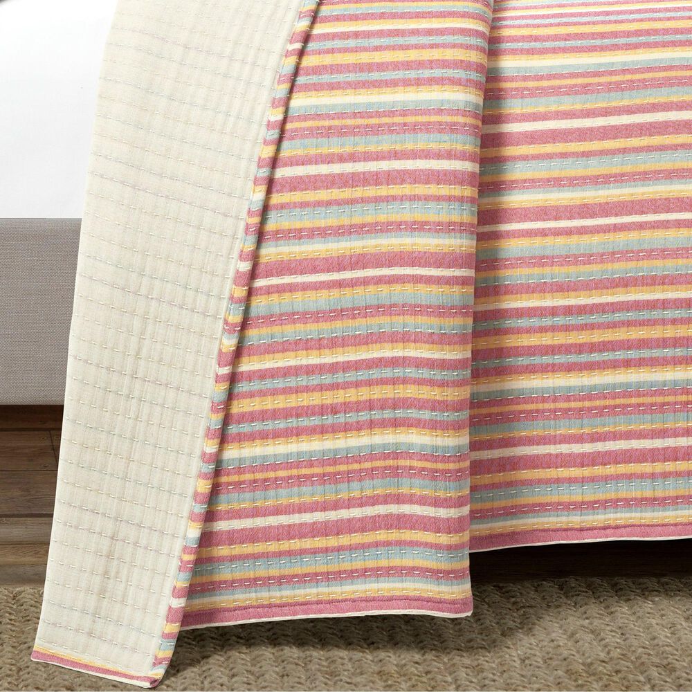 Triangle Home Fashions Tracy Stripe 3-Piece King Quilt Set in Rust and Yellow, , large