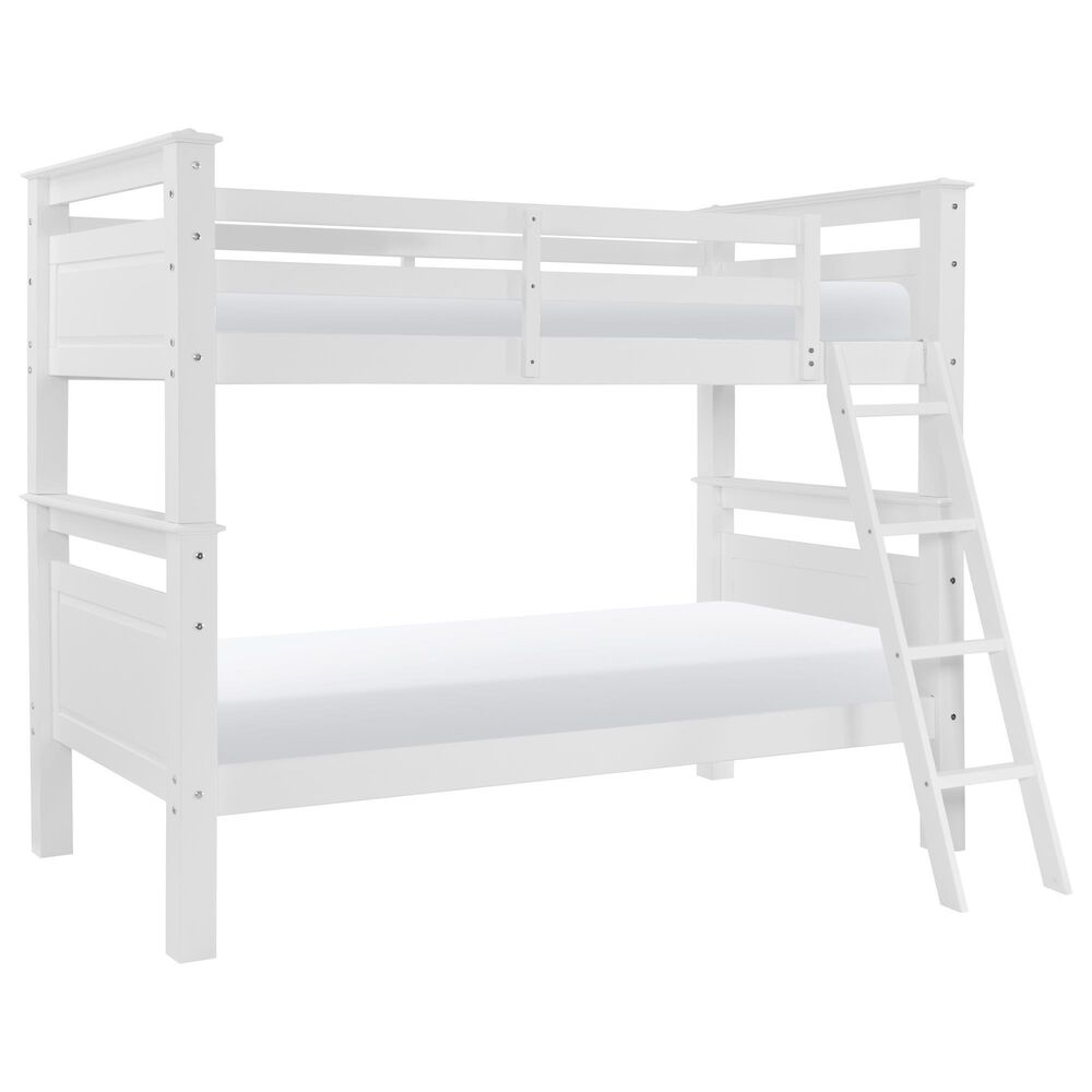 Linon Home Decor Beckett Twin Over Twin Bunk Bed in White, , large