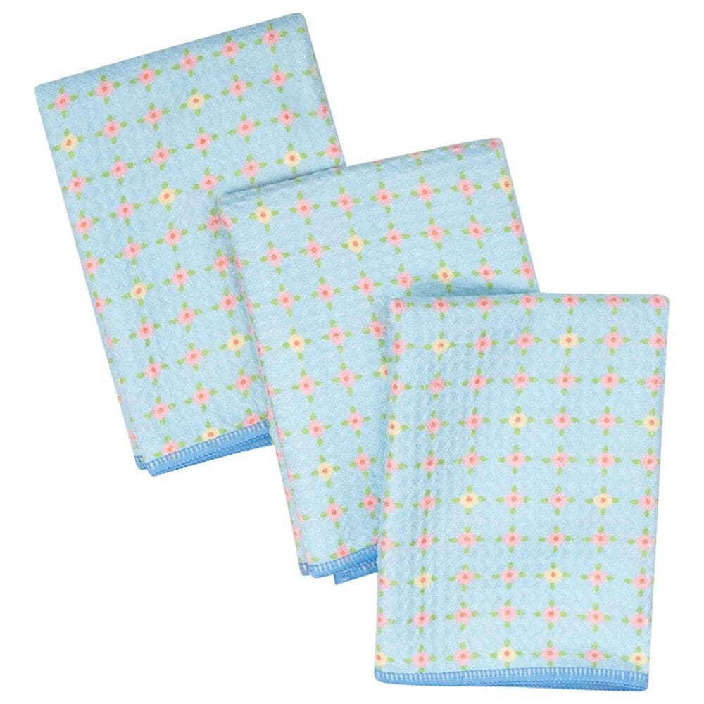 Once Again Home Wildflower Garland Reversible Mighty Mini Towel in Light Blue &#40;Set of 3&#41;, , large