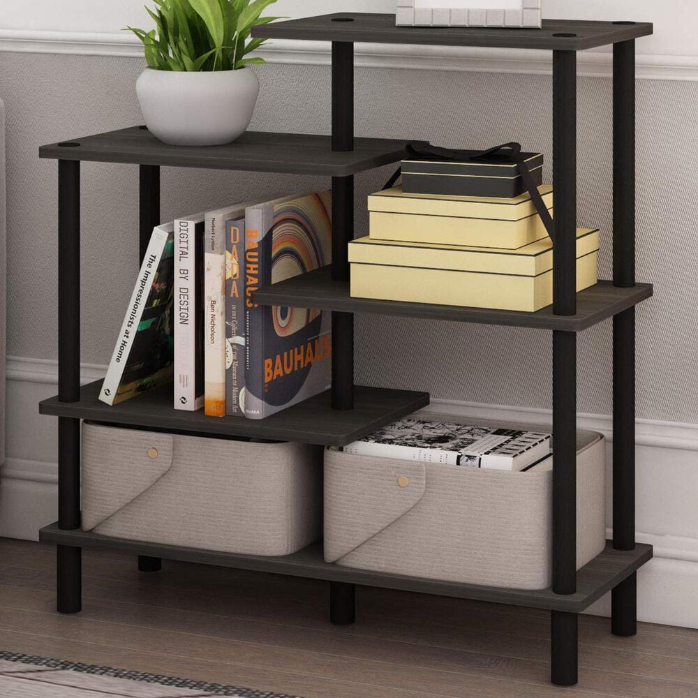 HOMLUX Turn-N-Tube 5-Tier Accent Display Rack in Espresso and Black, , large