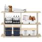 HOMLUX Turn-N-Tube 3-Tier Rectangular Side Display Rack in Bauhaus Oak and Beige, , large