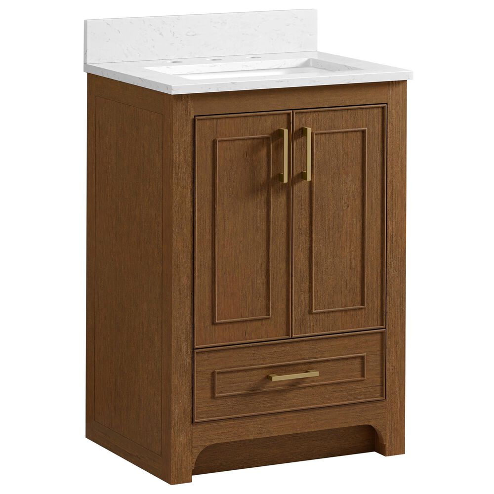 37B Lucerne 24" Single Bathroom Vanity Cabinet in Dark Maplewood with Marble Top and Backsplash, , large