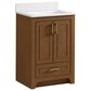 37B Lucerne 24" Single Bathroom Vanity Cabinet in Dark Maplewood with Marble Top and Backsplash, , large