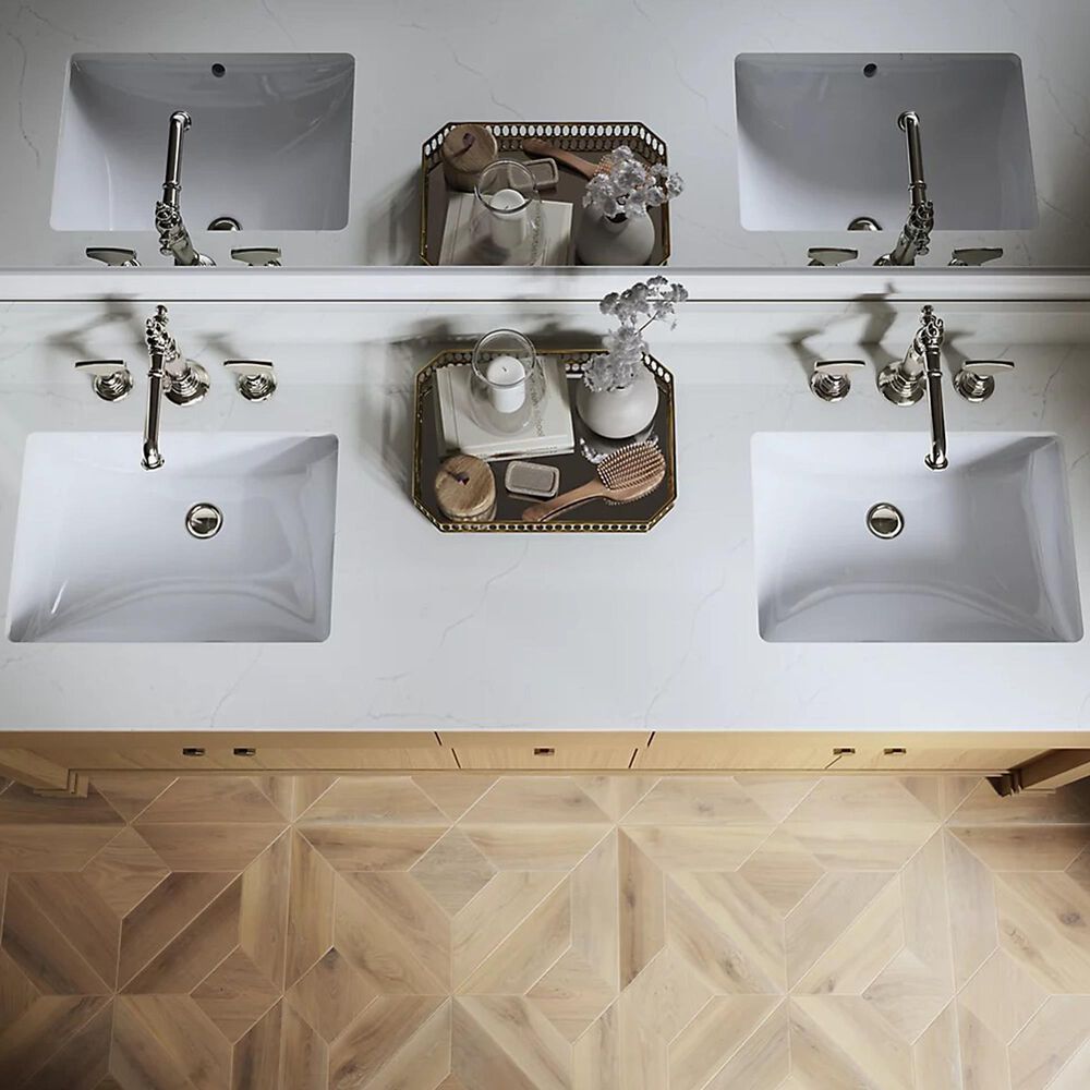 Kohler Alouette 72" Double Bathroom Vanity in Light Oak with 2 cm White Quartz Top and Rectangular Sinks, , large