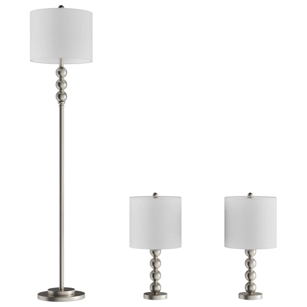 Timberlake Lavish Home Floor and Table Lamp Set in Silver (Set of 3), , large