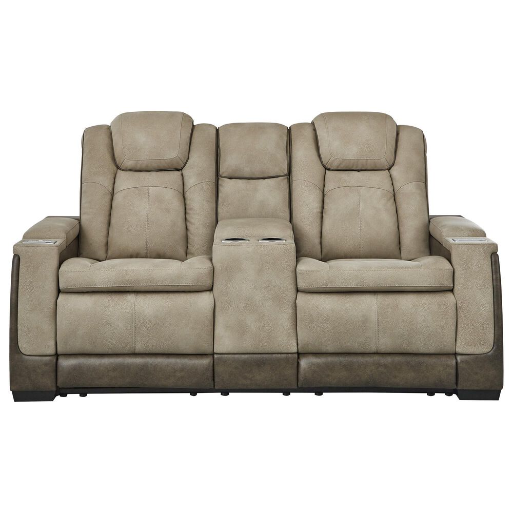 Ashley Next-Gen DuraPella Power Reclining Loveseat with Console in Sand, , large