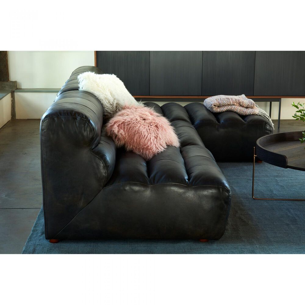 Moe&#39;s Home Collection Ramsay Leather Chaise in Black, , large