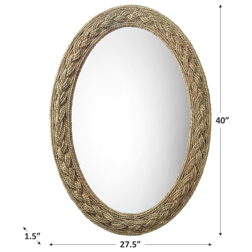 Splendor Living Lark Braided Seagrass Oval Mirror in Natural, , large