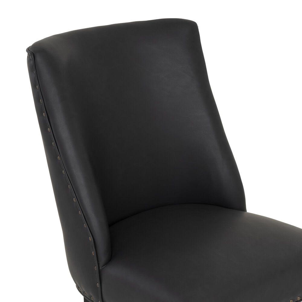 Linon Home Decor Adler Side Chair with Black Faux Leather Cushion in Black, , large