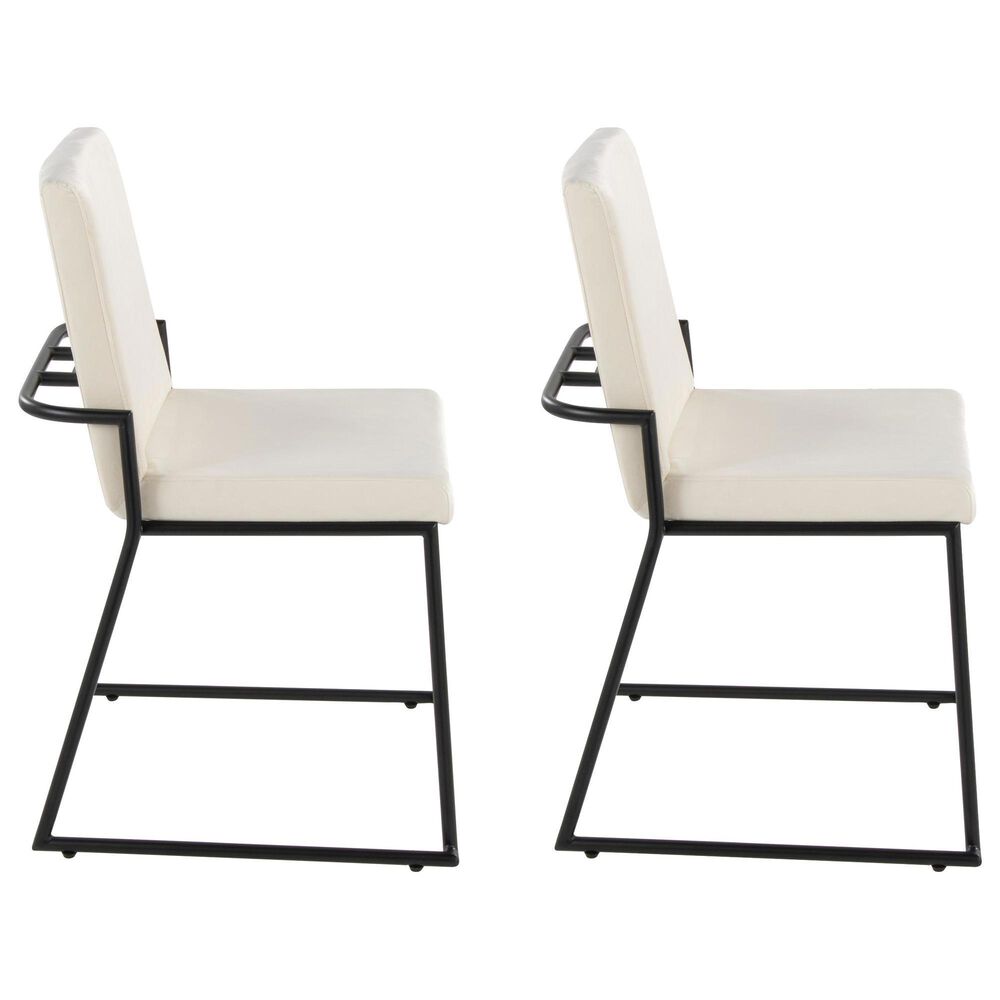LumiSource Dutchess Side Chair with Cream Velvet Cushion in Black (Set of 2), , large
