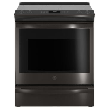 GE Profile 30" Smart Slide-In Electric Rang in Black Stainless Steel, , large