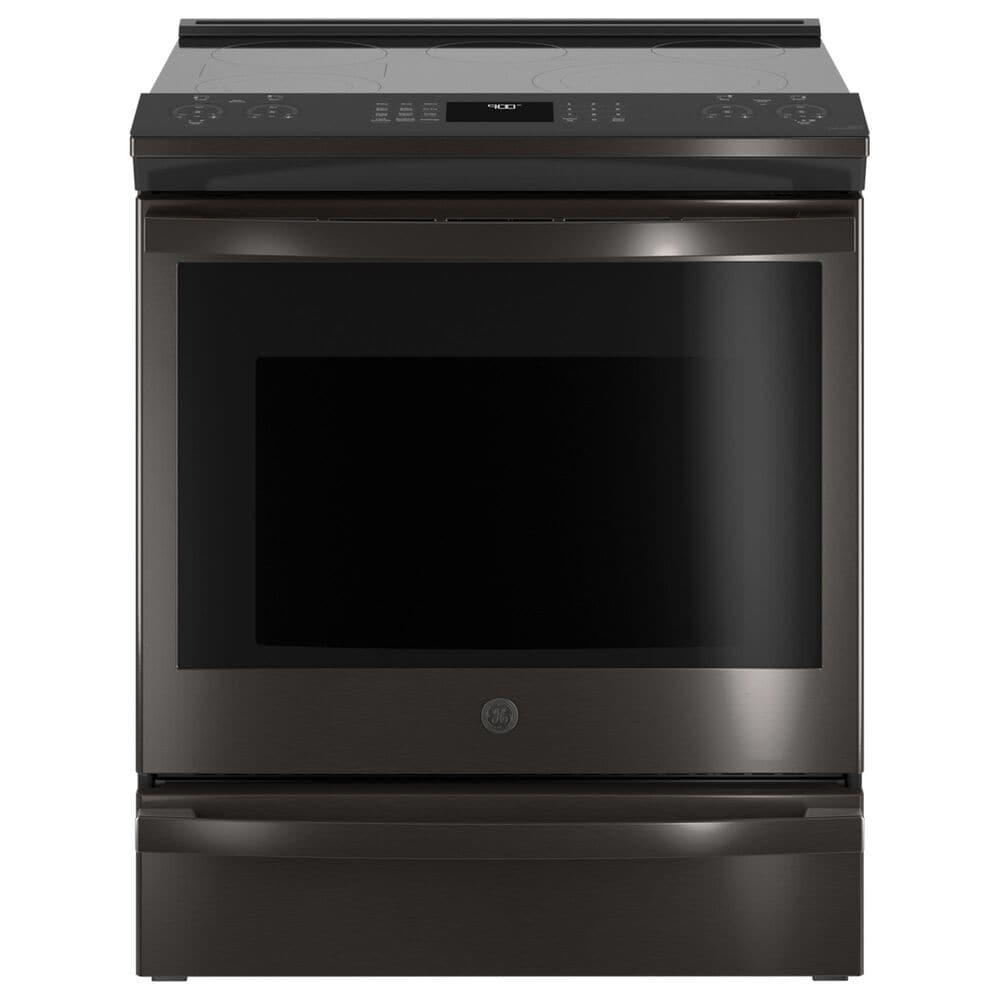 GE Profile 30" Smart Slide-In Electric Rang in Black Stainless Steel, , large