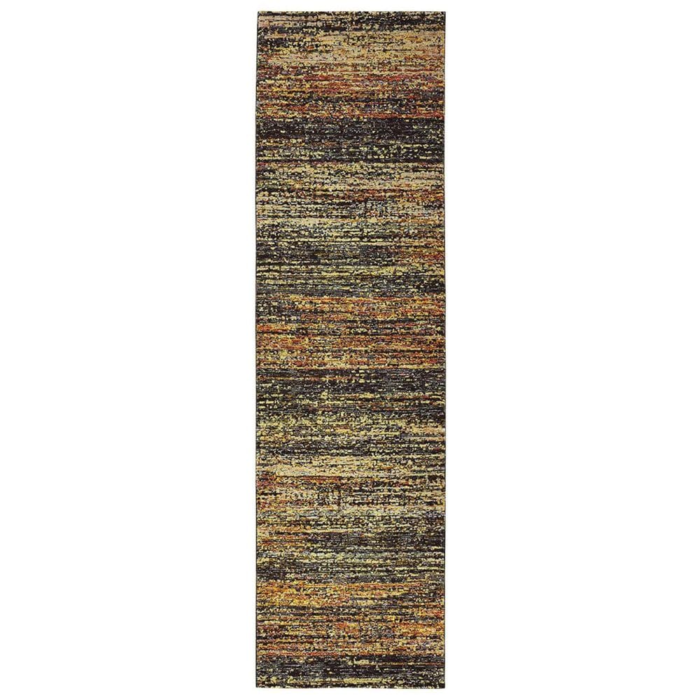 Oriental Weavers Atlas 8037C 2"6" x 12" Gold and Charcoal Runner, , large