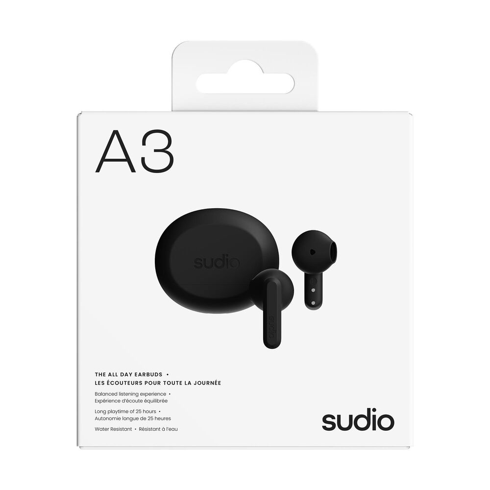 Sudio A3 True Wireless Earbuds in Black, , large