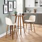 LumiSource Toriano Swivel Counter Stool with Cream Faux Leather Upholstery in Walnut and Chrome (Set of 2), , large
