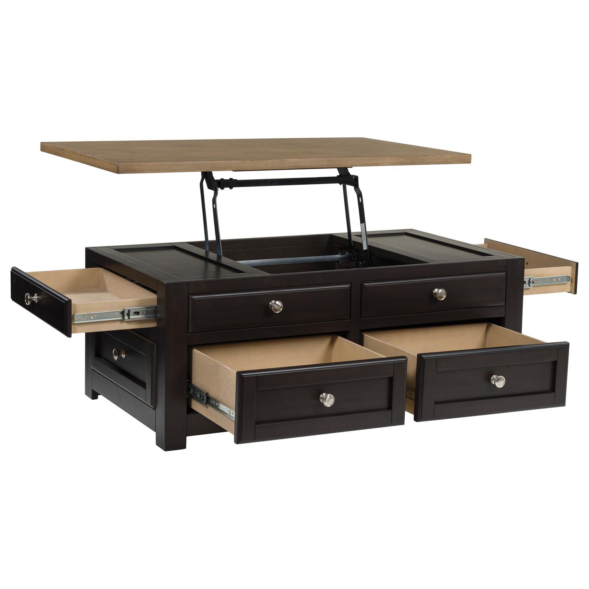 Ashley Drazmine Lift-Top Coffee Table in Brown and Dark Chocolate