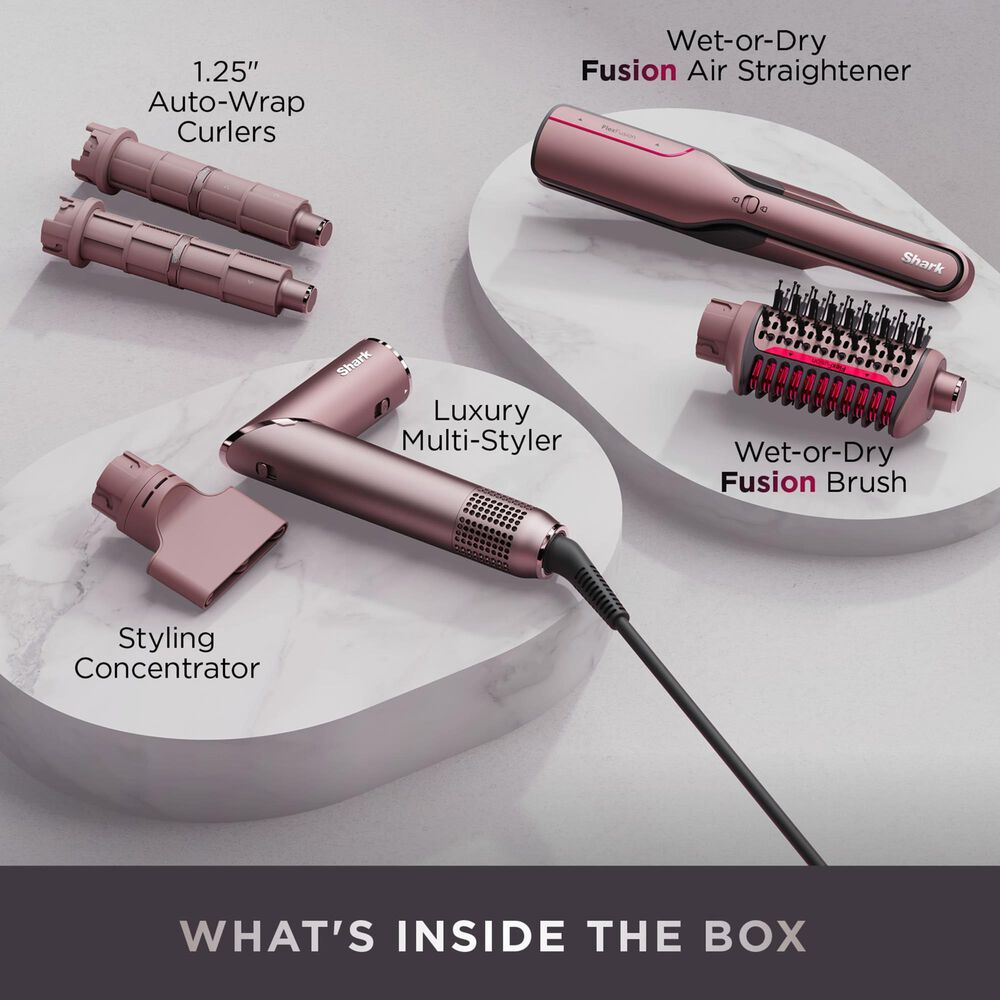 Shark FlexFusion 5 in 1 Air Styler Straightener and Brush Set in Cosmic Blush, , large