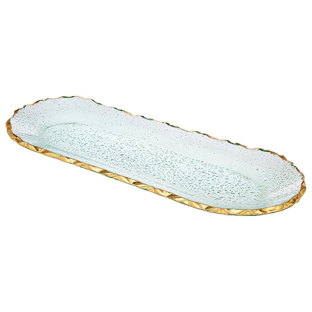Godinger Silver Harper Long Oval Serving Platter in Clear and Gold, , large