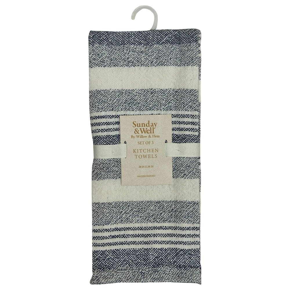 Willow &amp; Hem Magnolia Kitchen Towel in Navy (Set of 3), , large