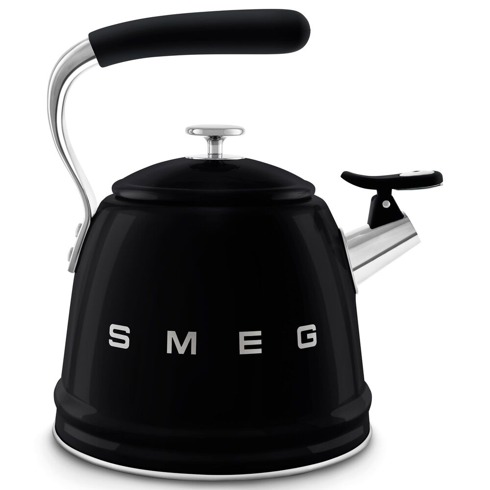 SMEG 2.3L Retro Style Electric Whistling Kettle in Black, , large