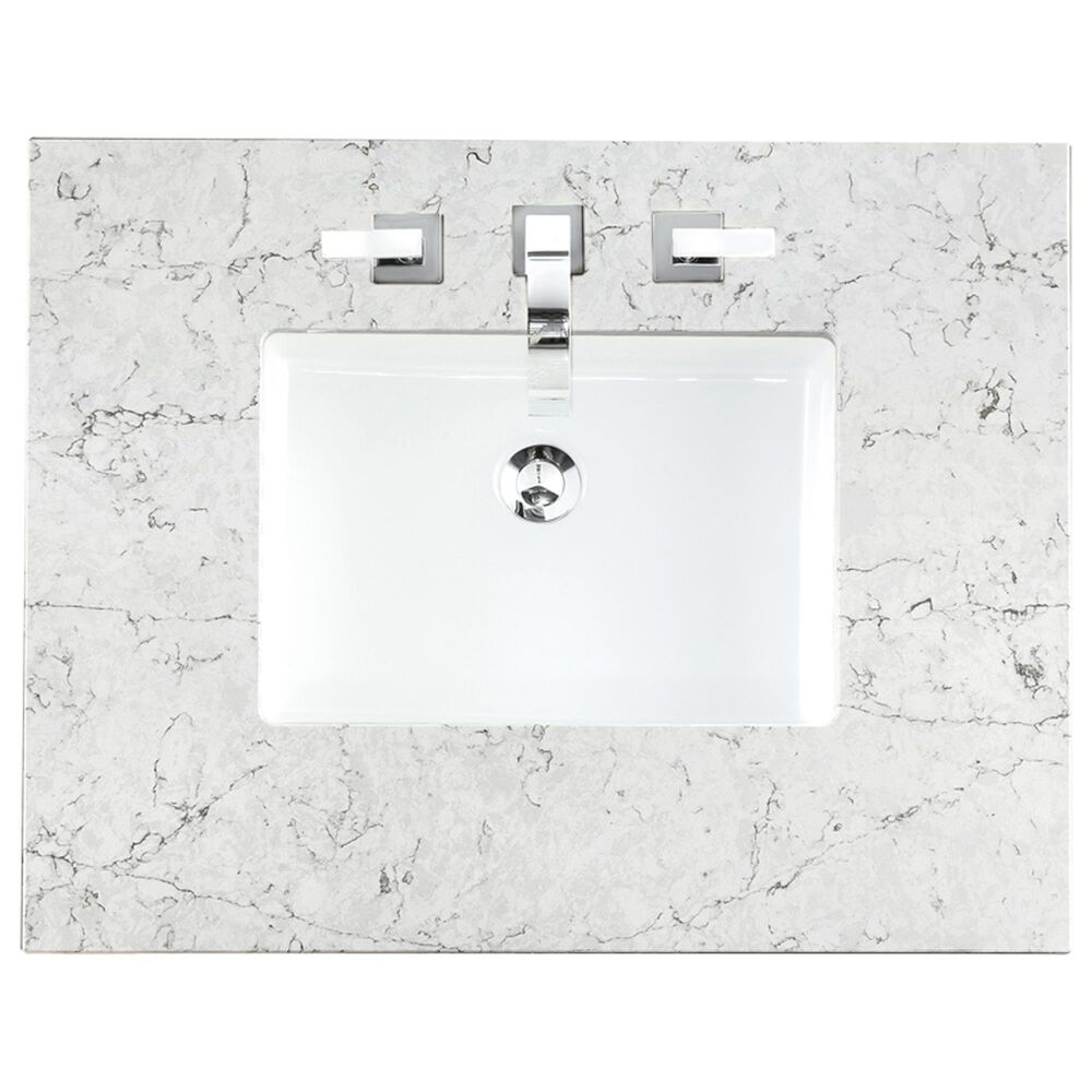 James Martin Vanities Breckenridge 30&quot; Single Bathroom Vanity in Serenity Blue with 3 cm Eternal Jasmine Pearl Quartz Top and Rectangular Sink, , large