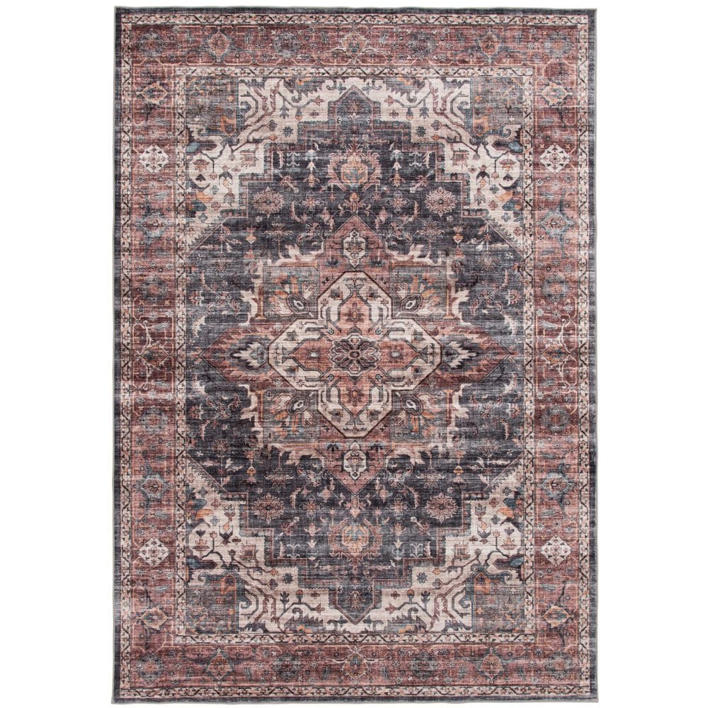 Central Oriental Rugease Chantal 5" x 7" Rust and Dark Grey Area Rug, , large