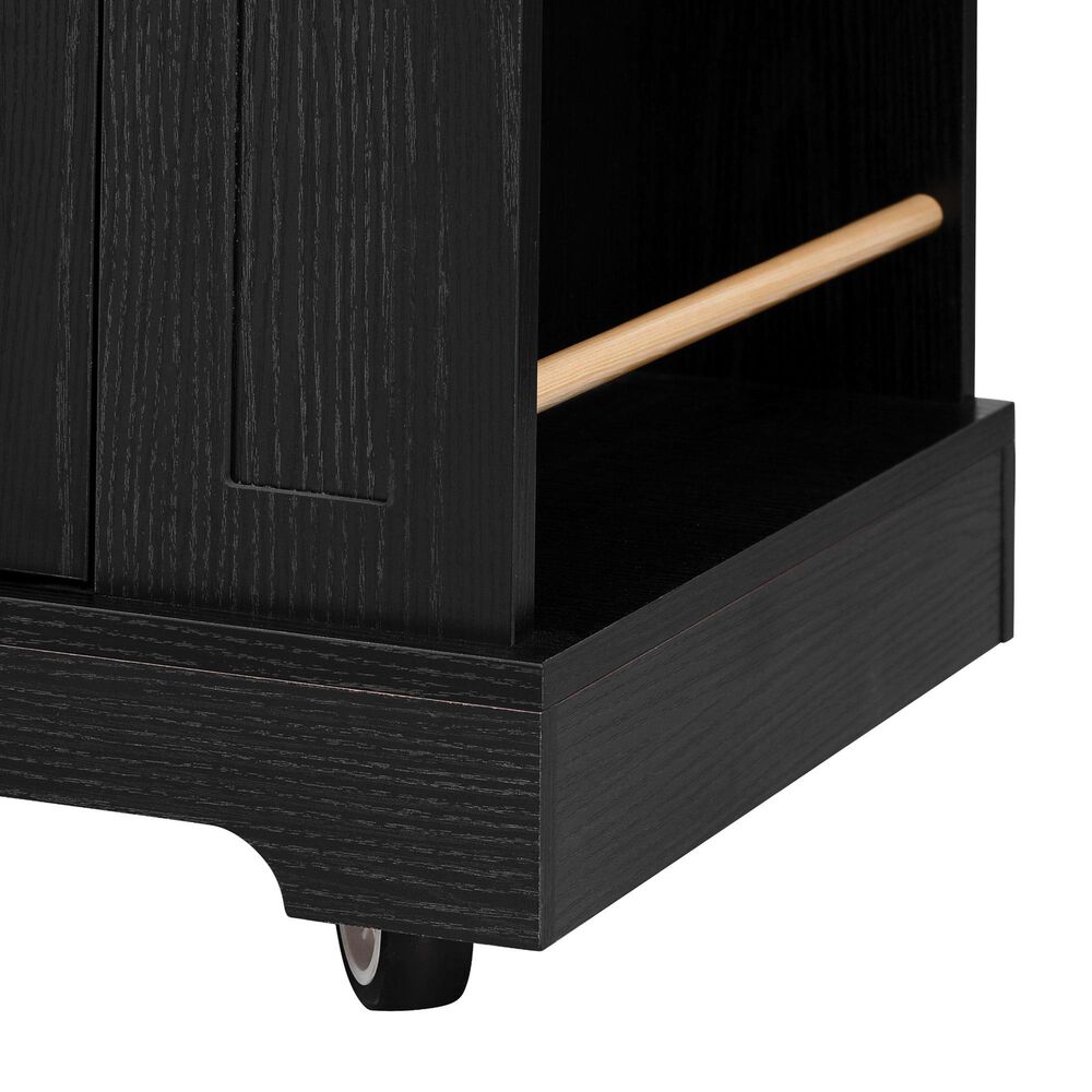 HOMLUX 53" Kitchen Island with Two Tempered Glass Cabinet Door in Black, , large