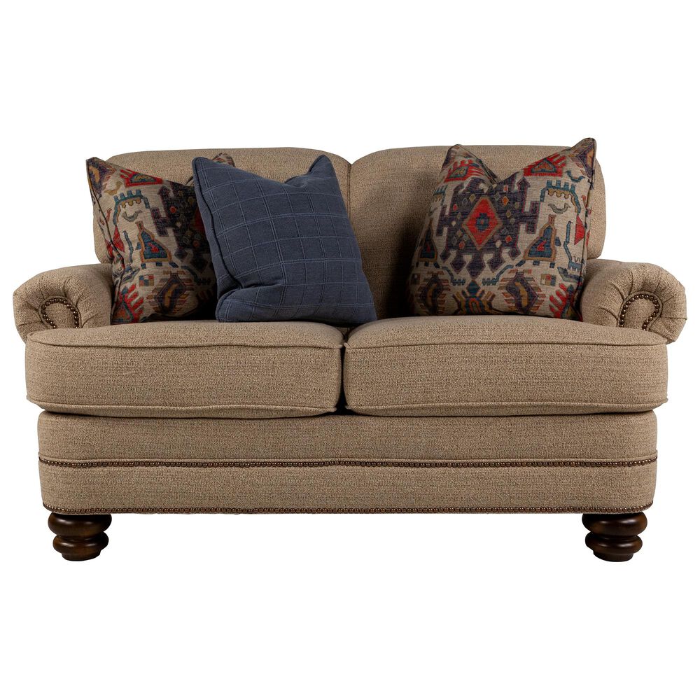Flexsteel Loveseat in Flax Tan with Toss Pillows, , large