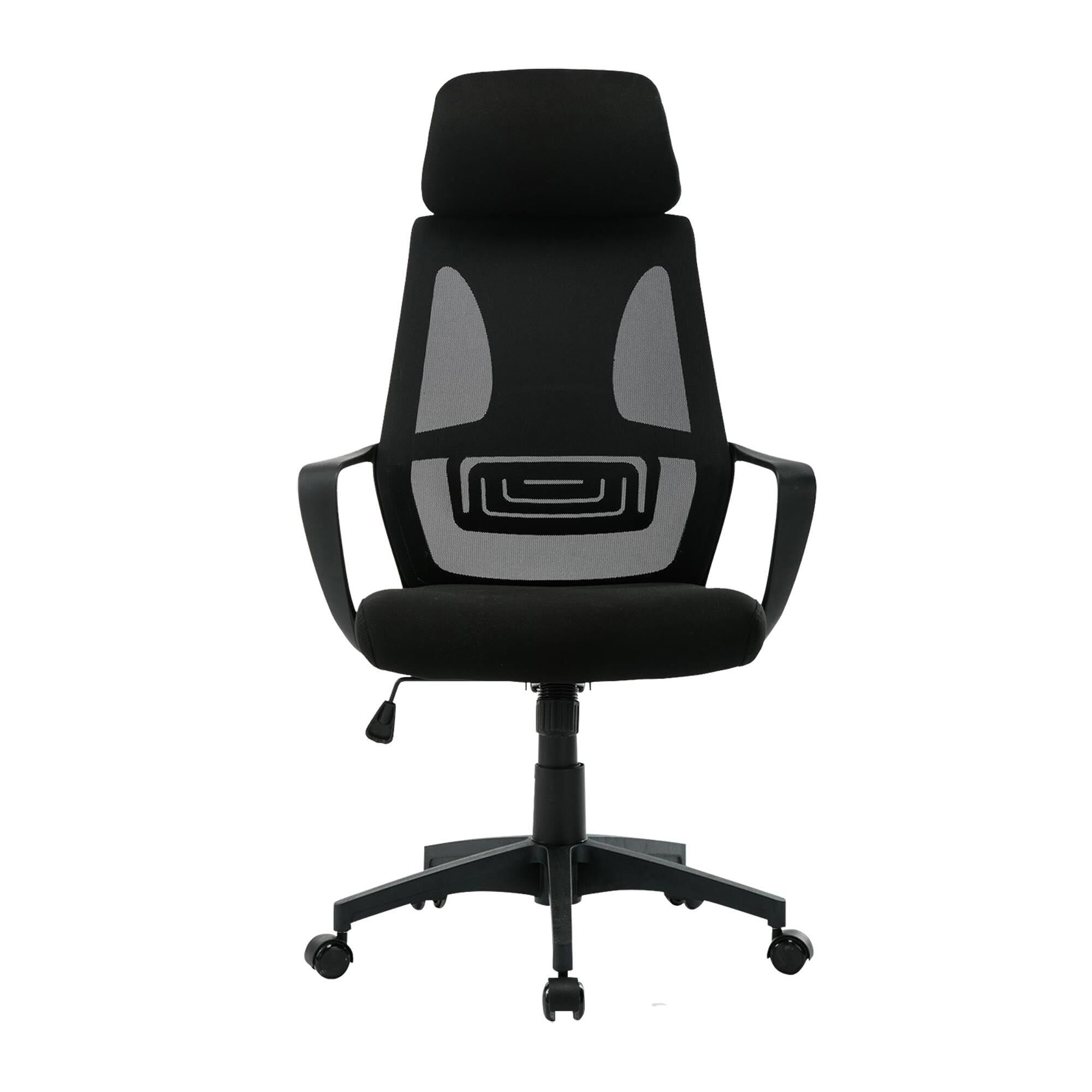 New Era Holding Group LTD Mesh Desk Chair with Headrest in Black