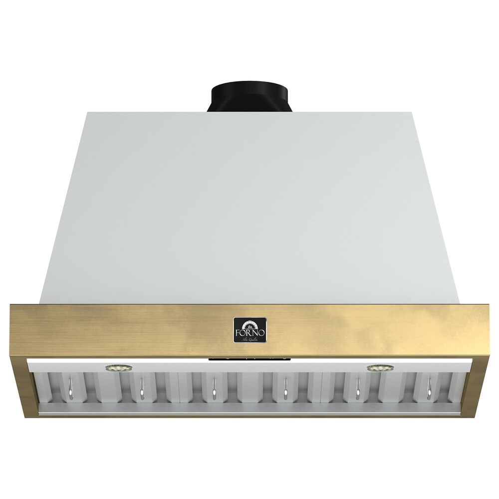 Forno Vittorio 36" Wall Mount Range Hood in White and Antique Brass, , large