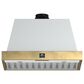 Forno Vittorio 36" Wall Mount Range Hood in White and Antique Brass, , large